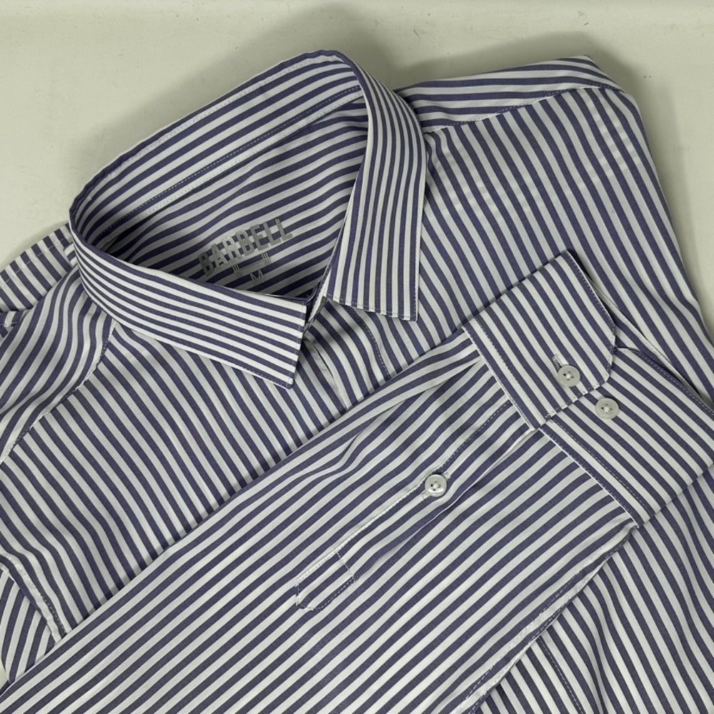 Barbell Apparel Mens Medium Purple White Stripe Button Down Shirt Comfort